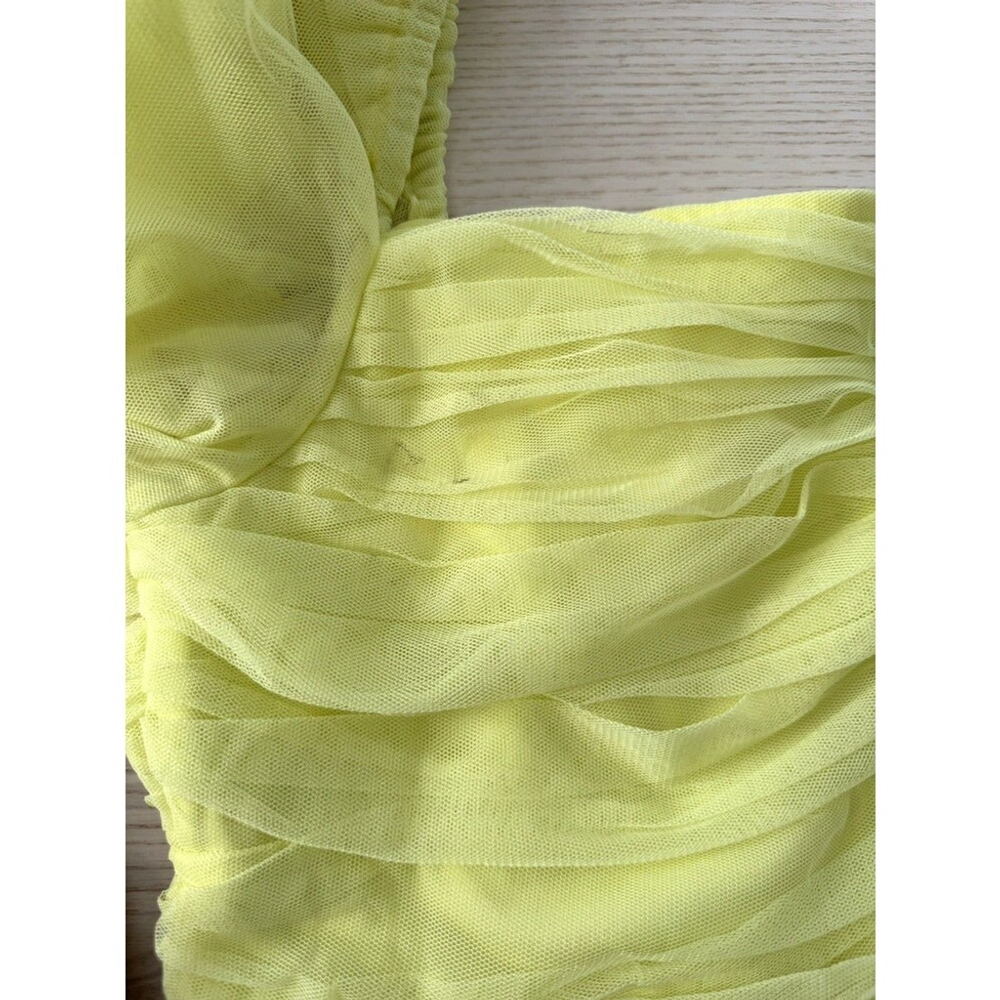 Anaya cut-out puff sleeve women midi dress in light yellow green size 10 - Picture 8 of 13